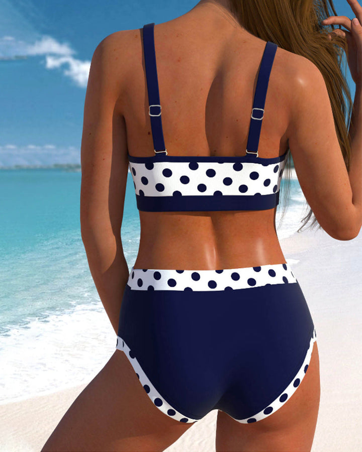 Liesbeth - Bikini sa visokim strukom i tačkicama u patchwork dizajnu