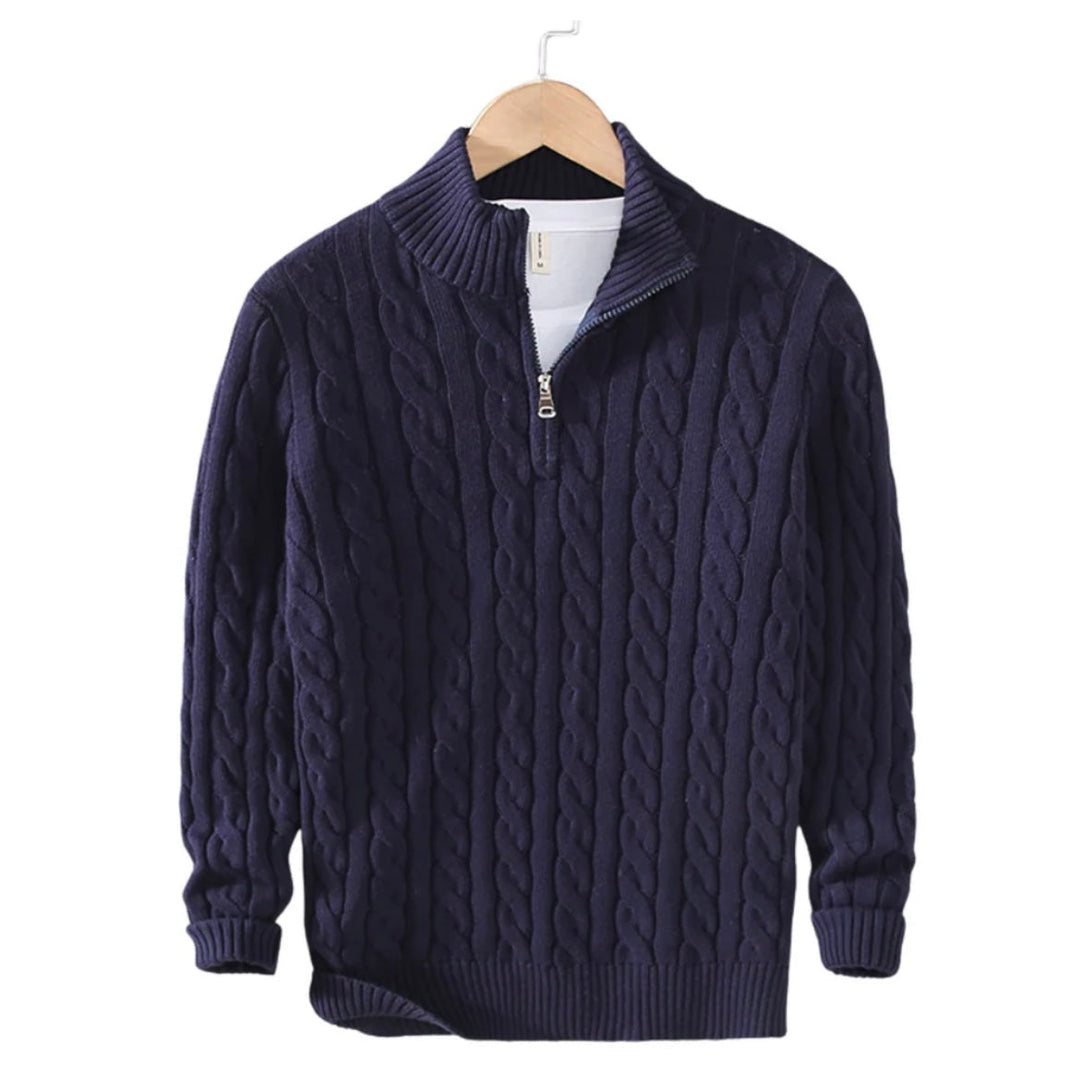 Stavros - Pleteni visoki ovratnik i polu rajsferšlus sa ventilacijom