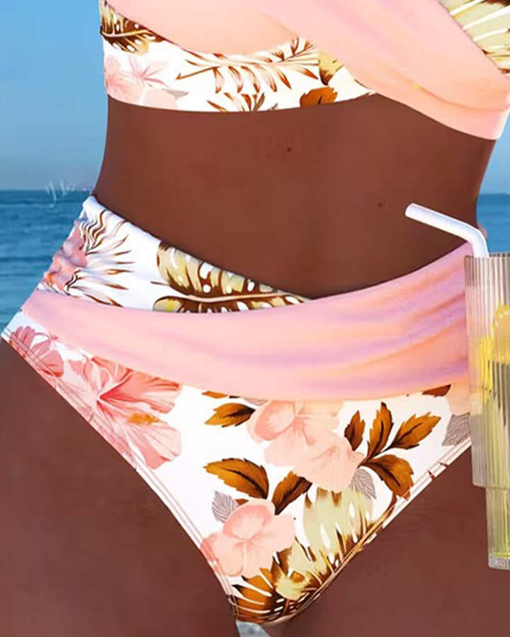 Bikini sa kontrastnim cvjetnim uzorkom i prorezom
