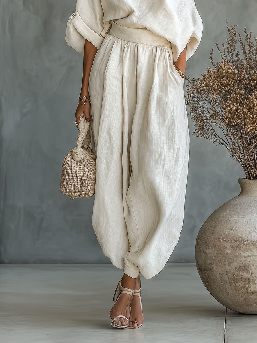 Linen Set Off-Shoulder Hlače