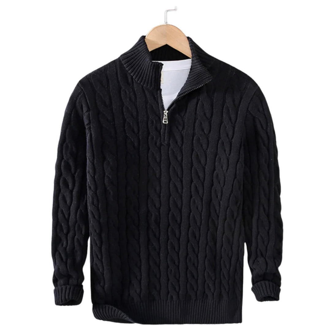 Stavros - Pleteni visoki ovratnik i polu rajsferšlus sa ventilacijom