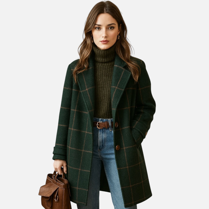 Iris - Retro karirani kaput od tvida sa ovratnikom