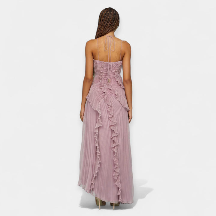 Lila Midi Haljina sa Volanima