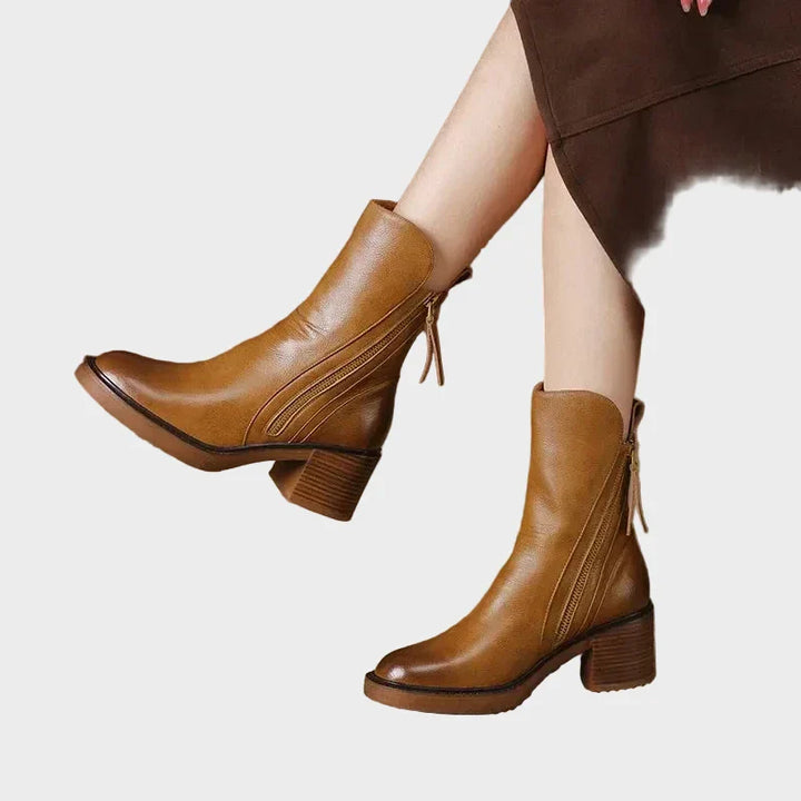 Allegra - Ženske visoke čizme sa patentnim zatvaračem i stabilnom petom