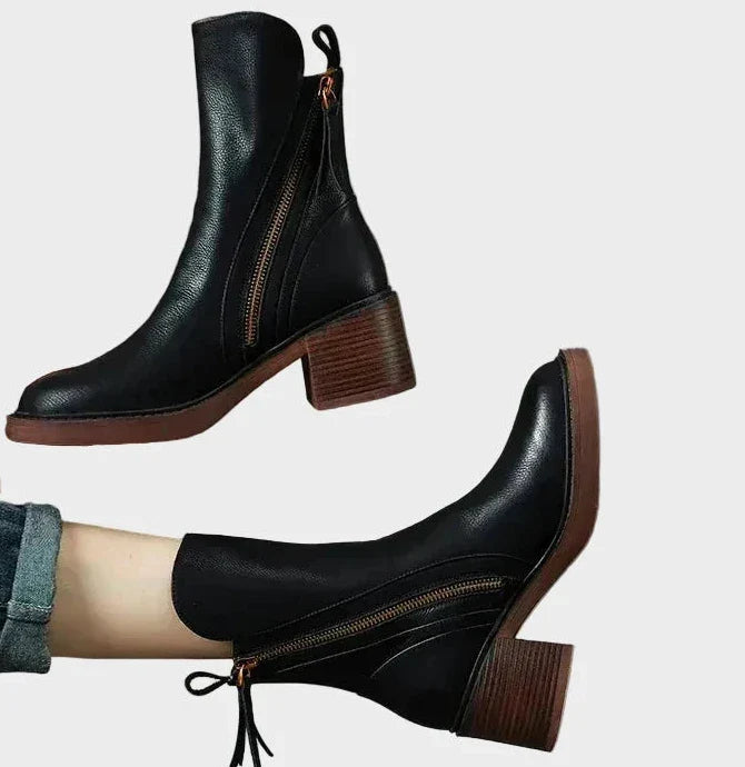 Allegra - Ženske visoke čizme sa patentnim zatvaračem i stabilnom petom