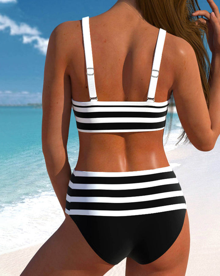 Laluna - Prugasti bikini sa visokim strukom