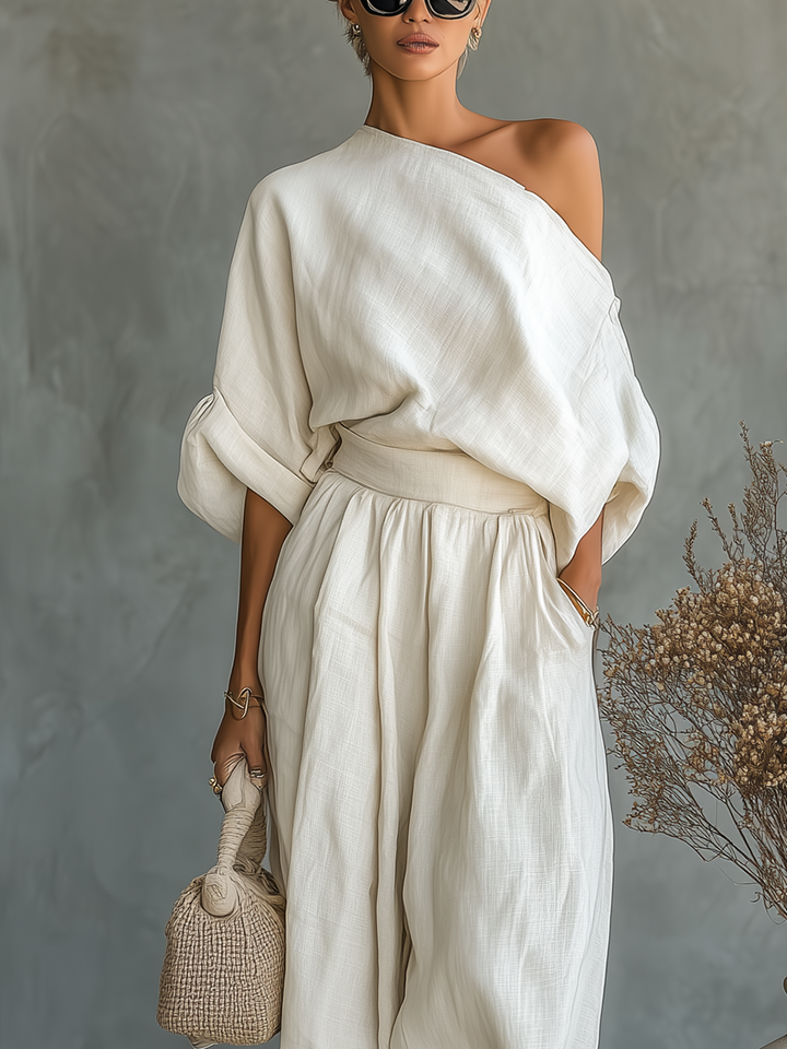 Linen Set Off-Shoulder Hlače