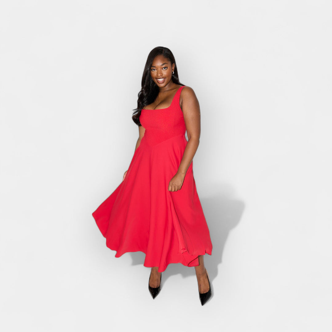 Midi Haljina Sa Lepršavom Siluetom